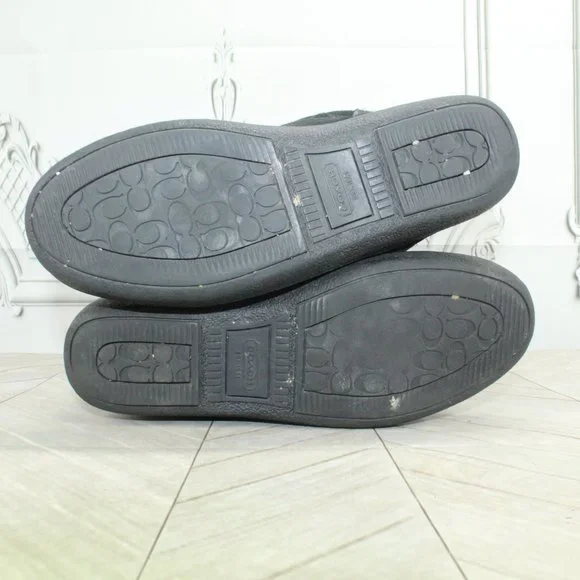 Coach Tinah Monogram Black Suede Lined Buckle Mid Calf Boots Size 7.5 B - Picture 9 of 9